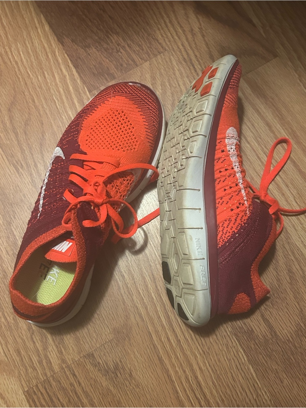 Women’s Nike Free Orange Flyknit Running Shoes
